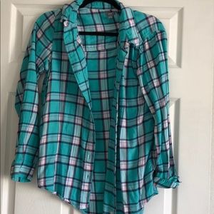 Long teal flannel